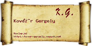 Kovár Gergely névjegykártya